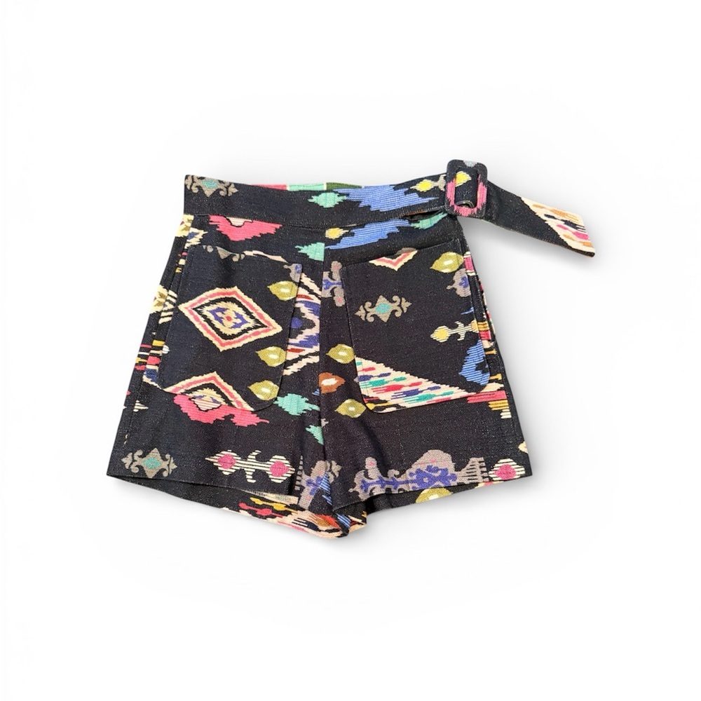 Vilagallo Ikat Multicolor High Waist Women's Navy Shorts size 2 4
